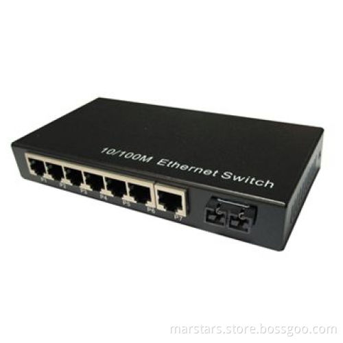10/100Mbps 1FO + 7TP Dual Fiber Switch, 20km Sm, Supports Port Base VLAN